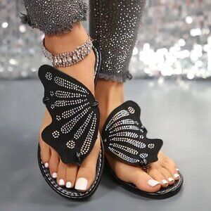 Animal Print Rhinestone Slide Sandals
